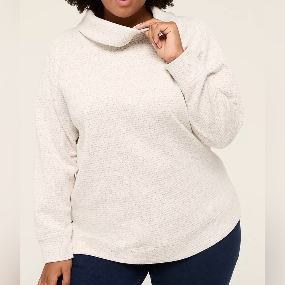 NWT Lane Bryant Funnel neck Cream pullover